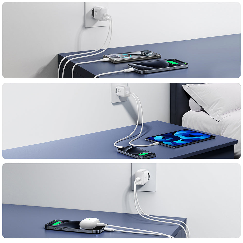 Joyroom JR-TCF21 netværksoplader USB-C / USB-A 20W PD / QC 3.0 - hvid
