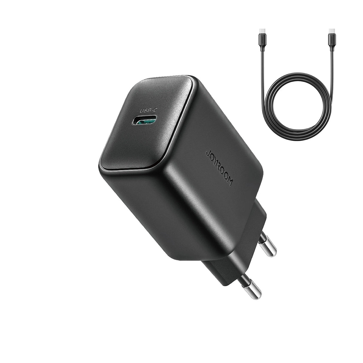 Joyroom JR-TCF23 netværksoplader USB-C 25W SFC / PPS / PD - sort + USB-C / USB-C kabel 1m