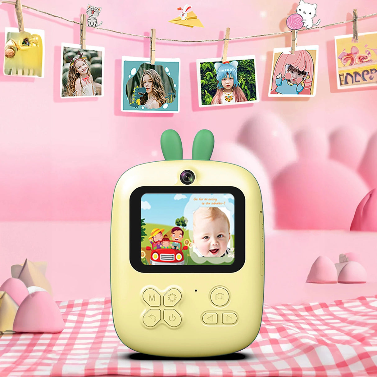 Mini termisk printer til børn med kamera og videokamera - grøn