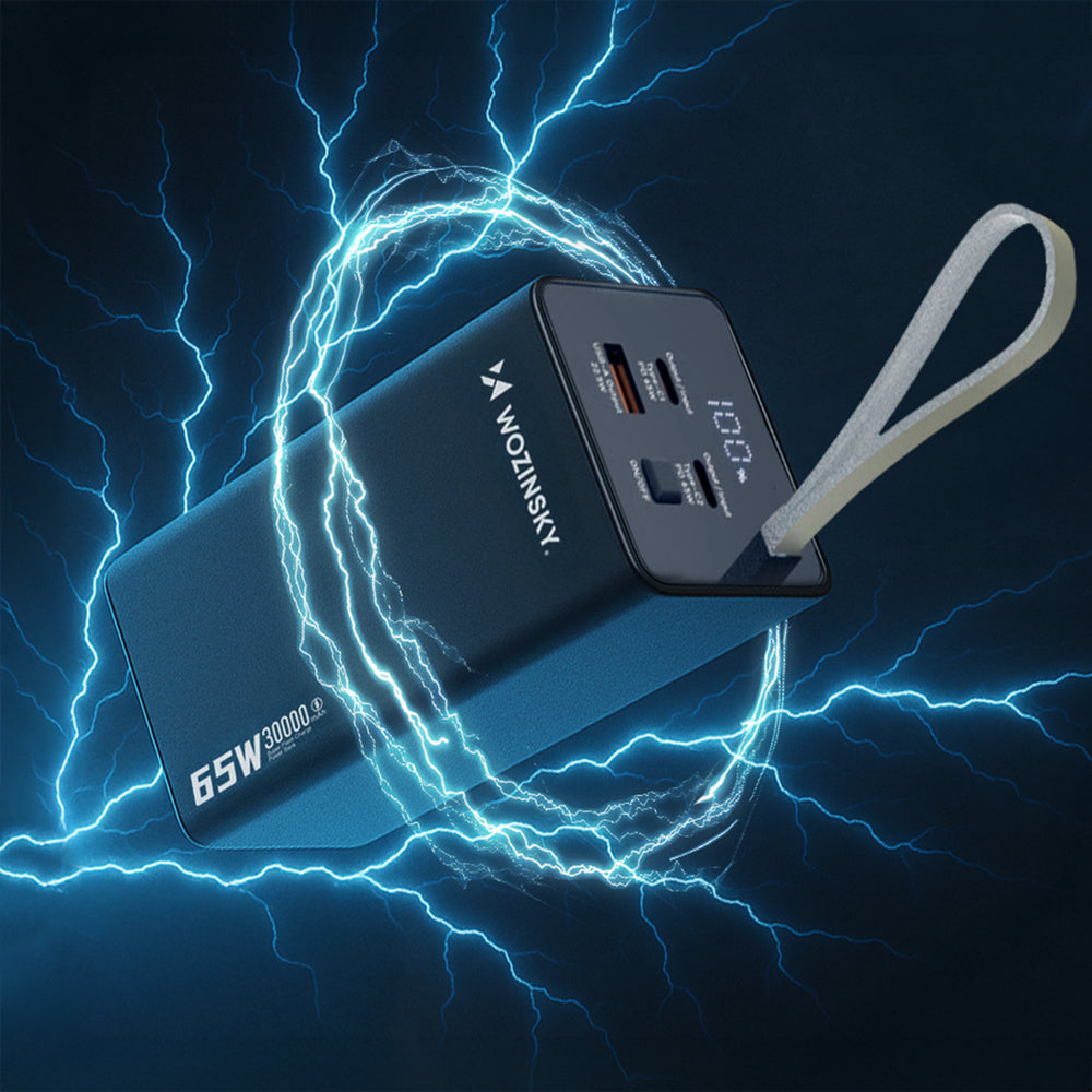 Powerbank Wozinsky K65+ 65W 30000mAh 2x USB-C, 1x USB-A 65W - gray