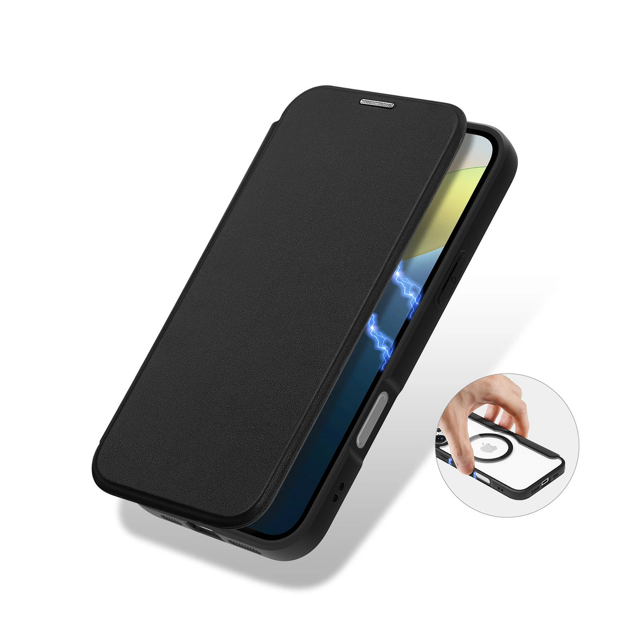 Dux Ducis Skin X Pro iPhone 16 Case med MagSafe og Flip Cover - sort