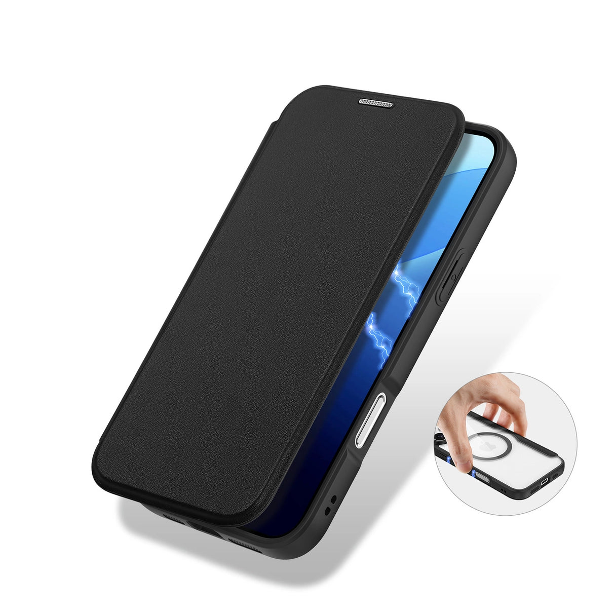 Dux Ducis Skin X Pro Case for iPhone 16 Pro Max with MagSafe and Flip - Black