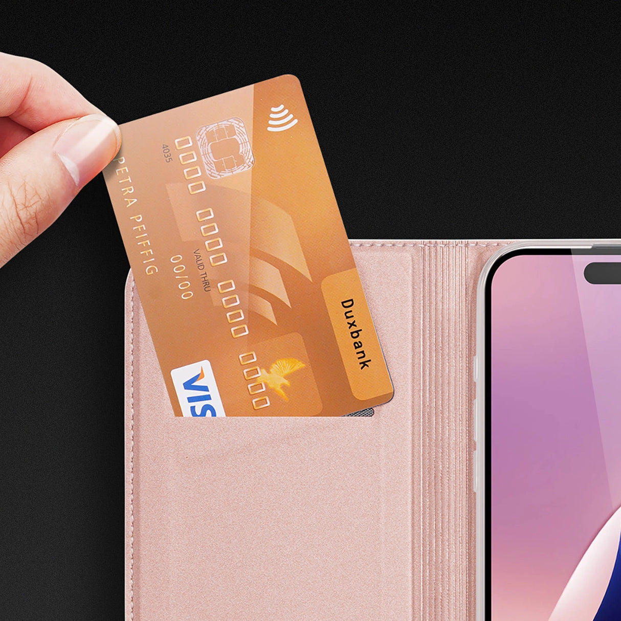 Dux Ducis Skin Pro iPhone 16 Pro Max Case with Flip and Card Slot - Pink