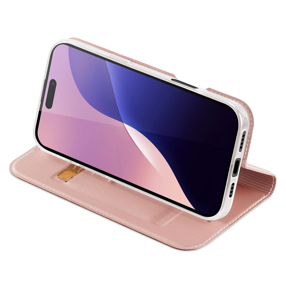 Dux Ducis Skin Pro iPhone 16 Pro Max Case with Flip and Card Slot - Pink