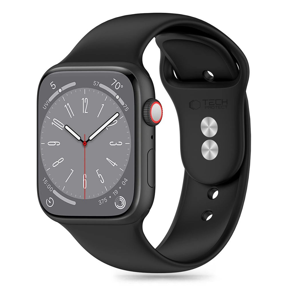 Tech-Protect Silicone Strap til Apple Watch 4 / 5 / 6 / 7 / 8 / 9 / SE / Ultra 1 / 2 (42 / 44 / 45 / 49 mm) - sort