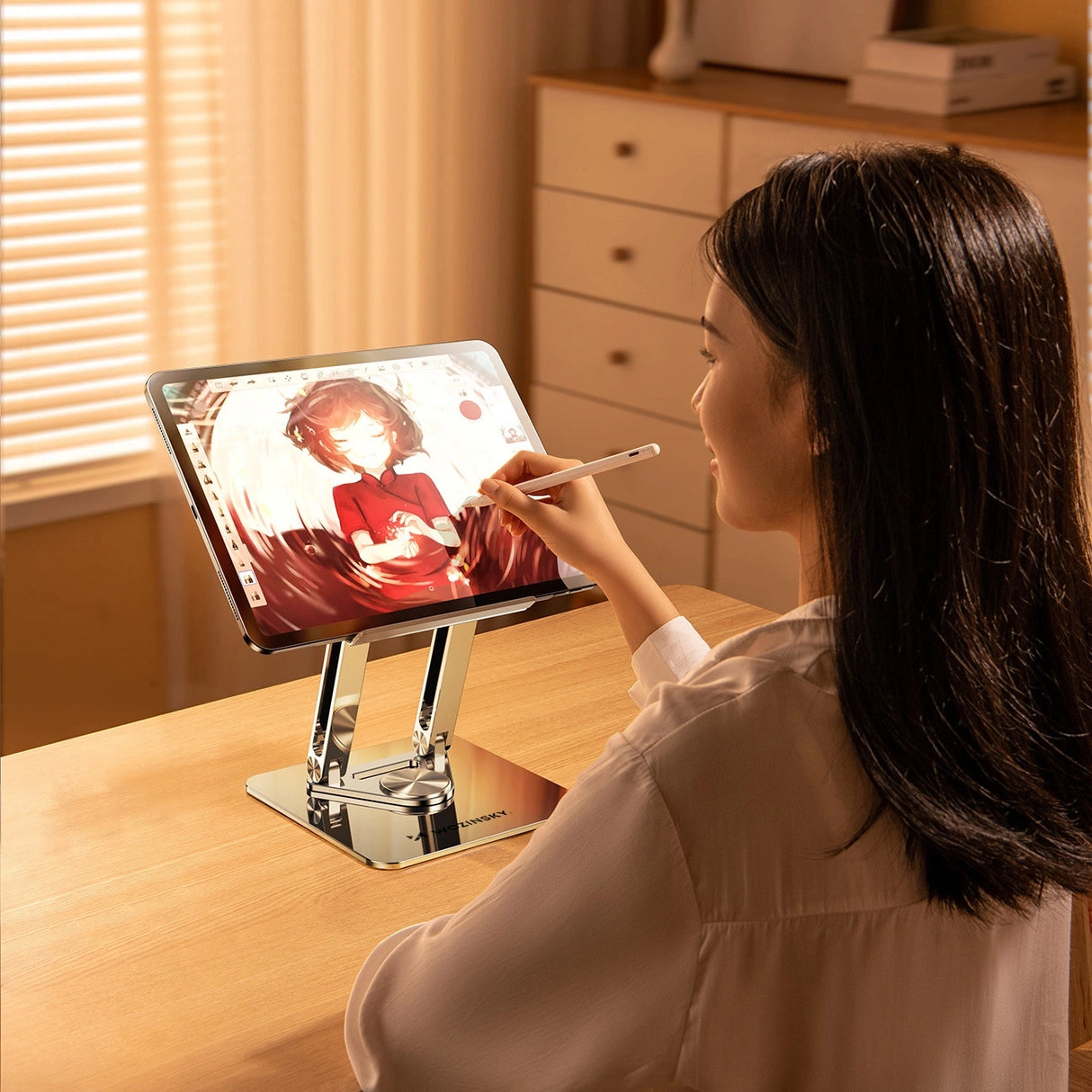 Laptop stativ Wozinsky WRS-CPY84SS aluminium + Gratis! smartphone stativ - sølv