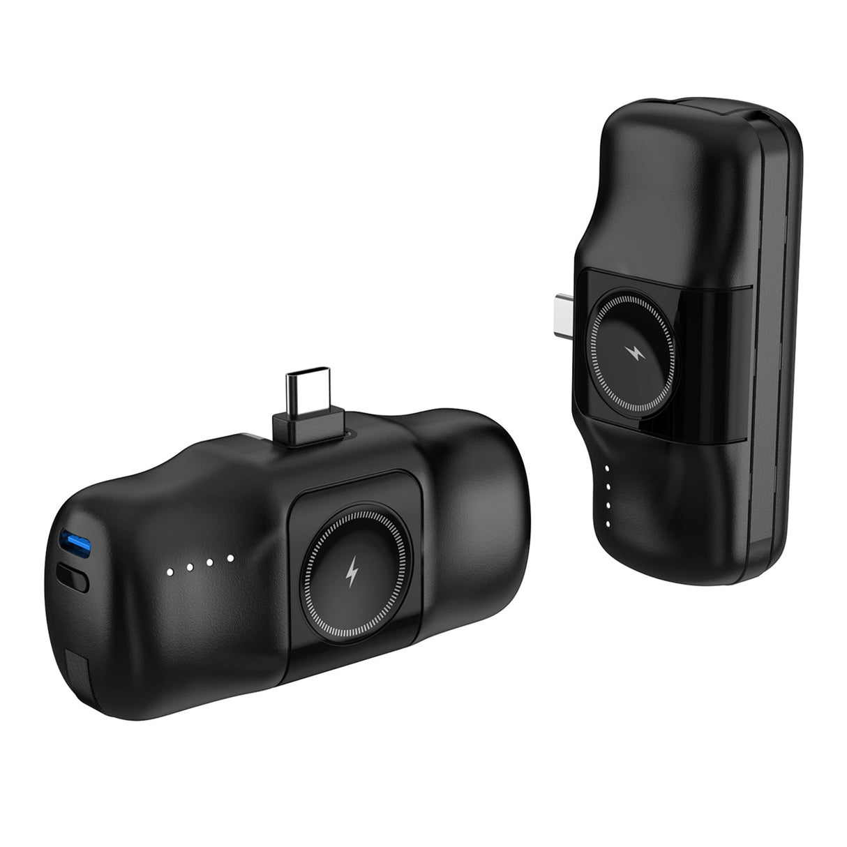 Wozinsky WF16-YCS 5000mAh 15W USB-C Mini Power Bank med indbygget USB-C-kabel og Apple Watch-oplader - sort