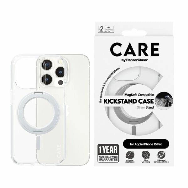 CARE af PanzerGlass Kickstand Case MagSafe til iPhone 15 Pro - sølv