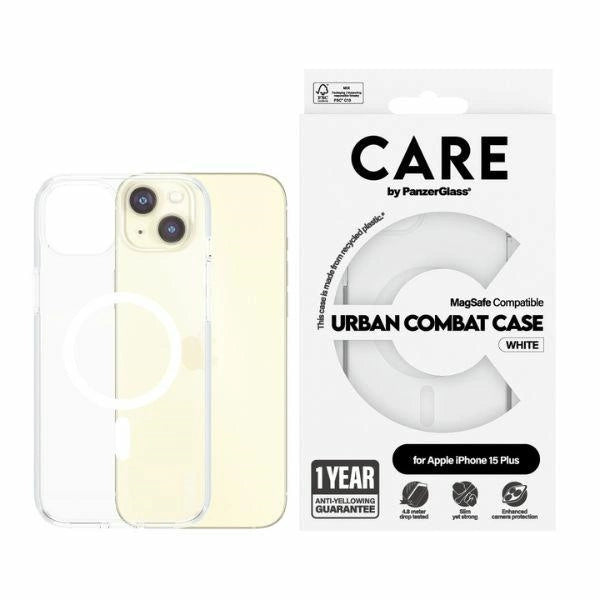 CARE af PanzerGlass Urban Combat Case MagSafe til iPhone 15 Plus - Hvid