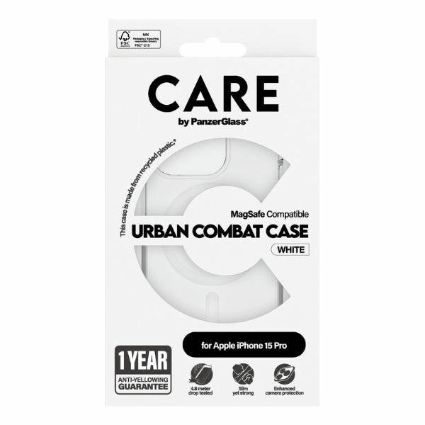 CARE af PanzerGlass Urban Combat Case MagSafe til iPhone 15 Pro - Hvid