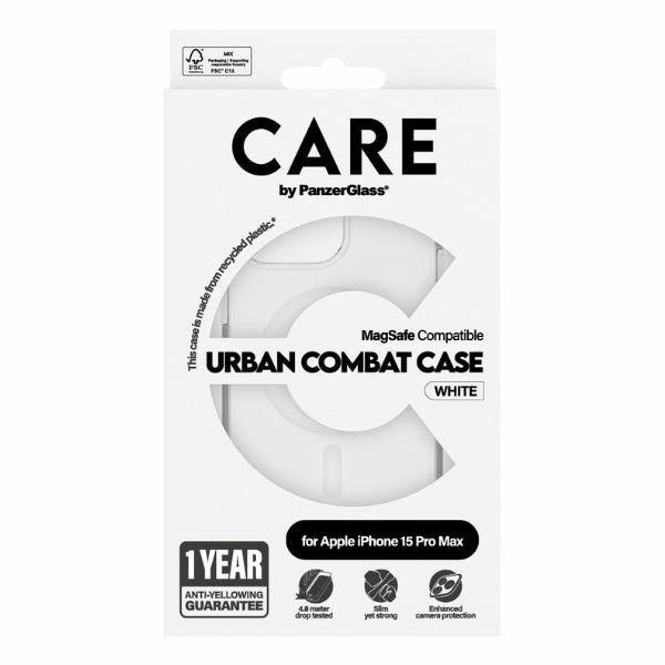 CARE af PanzerGlass Urban Combat Case MagSafe til iPhone 15 Pro Max - Hvid