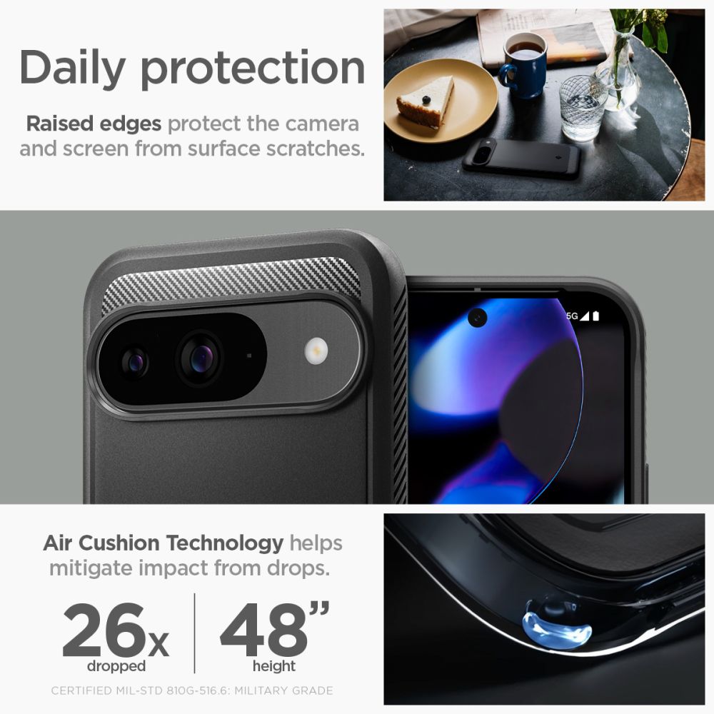 Spigen Rugged Armor Case til Google Pixel 9 / 9 Pro - sort
