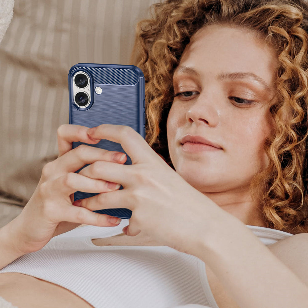 Carbon Case til iPhone 16 Plus - Blå