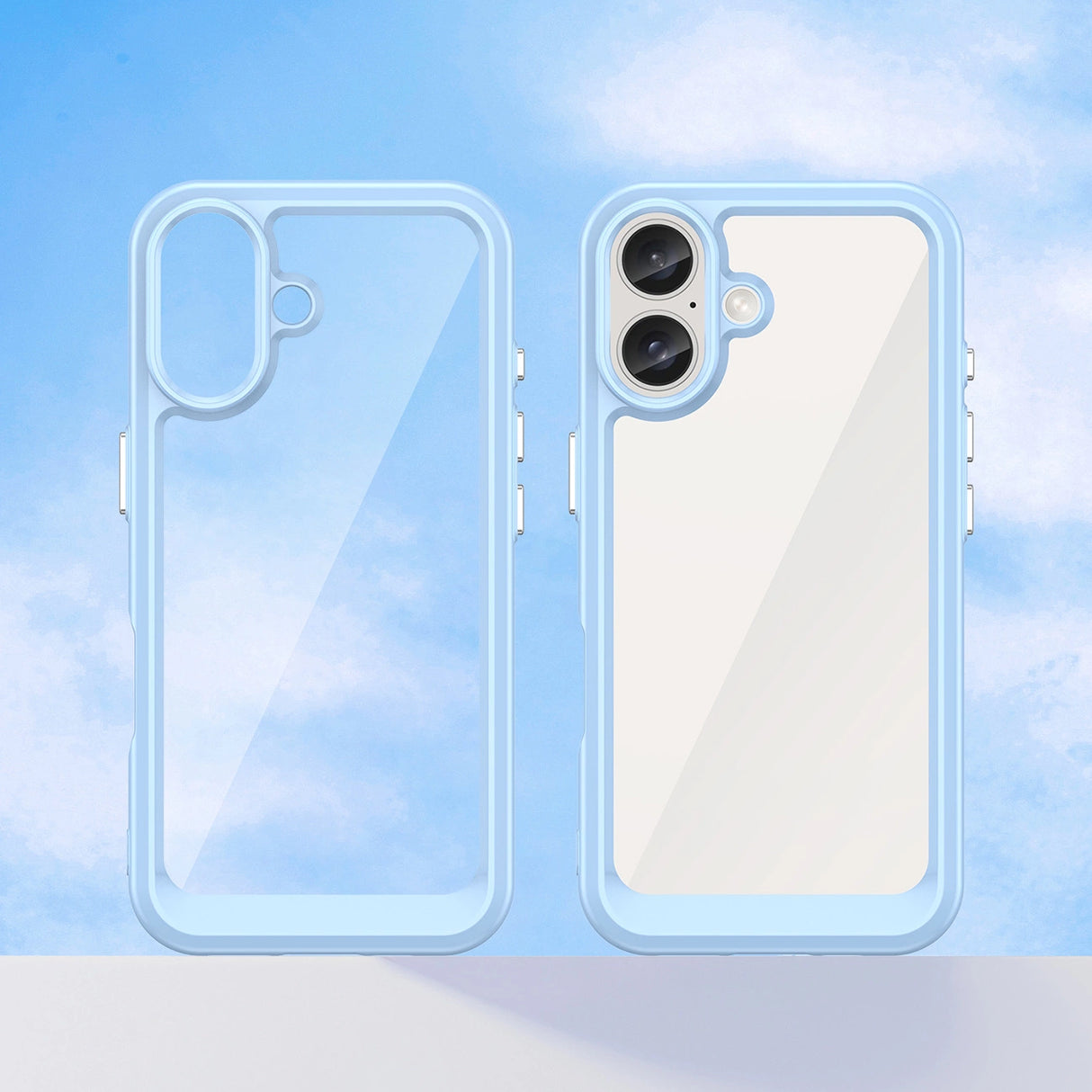 Udendørs rumkasse med gelramme til iPhone 16 - Blå