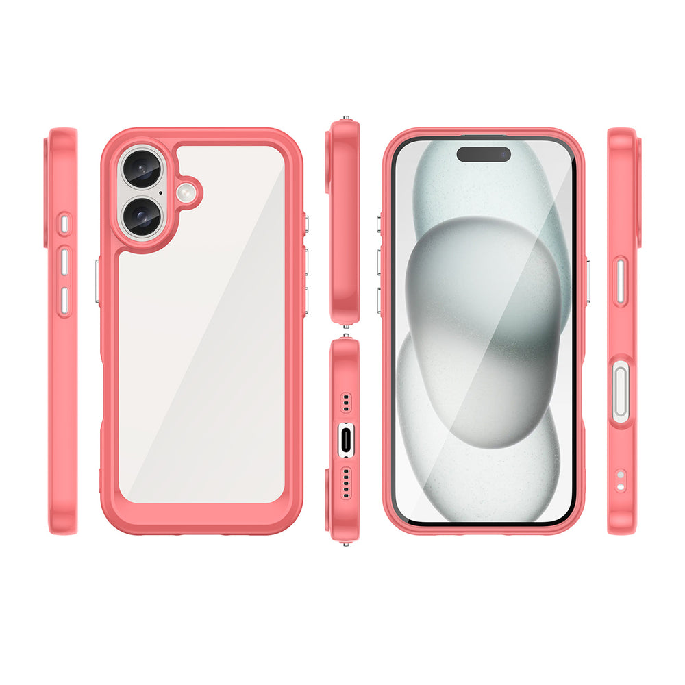 Outer Space Case med Gel Frame til iPhone 16 Plus - Rød