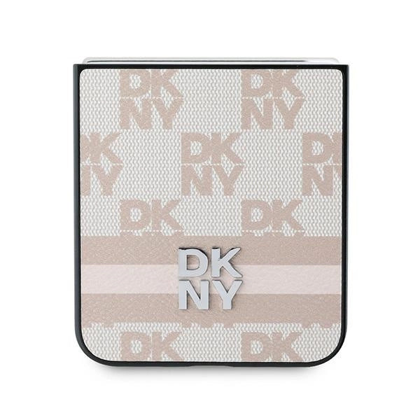 DKNY Checkered Pattern Printed Stripes Case for Samsung Galaxy Z Flip 6 - Pink