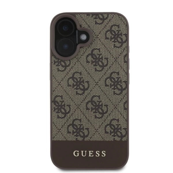 Guess 4G Bottom Stripe iPhone 16 Case - Brown