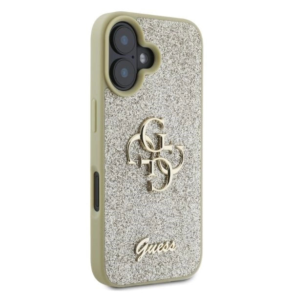 Guess Fixed Glitter Big 4G iPhone 16 Case - Gold