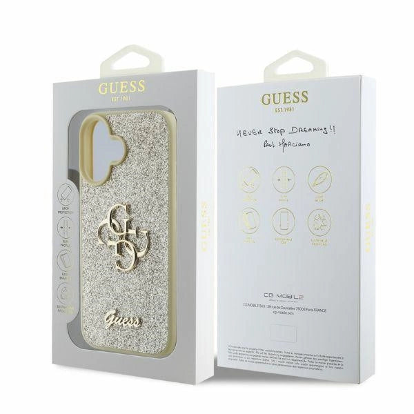 Guess Fixed Glitter Big 4G iPhone 16 Case - Gold