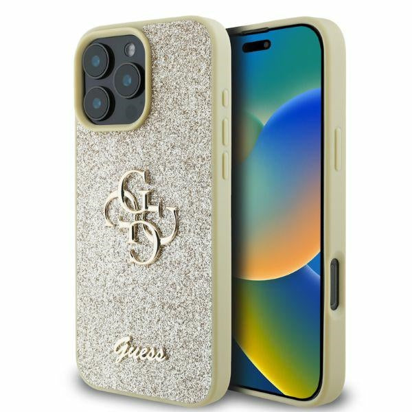 Guess Fixed Glitter Big 4G case til iPhone 16 Pro Max - guld