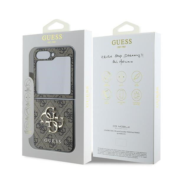 Guess læder 4G Metal Logo Case til Samsung Galaxy Z Flip 6 - Brown
