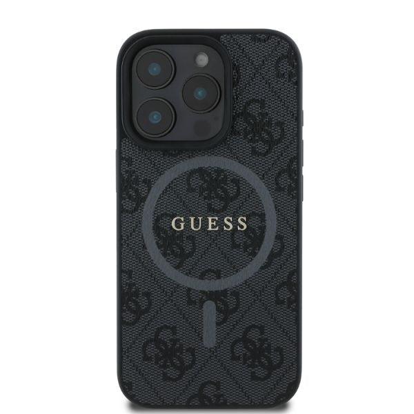 Guess 4G Ring Classic Logo MagSafe-hylster til iPhone 16 Pro - sort