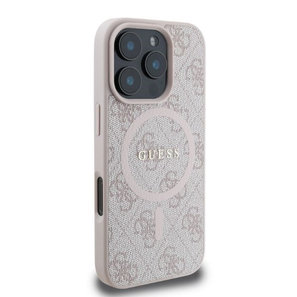 Guess 4G Ring Classic Logo MagSafe iPhone 16 Pro Case - Pink