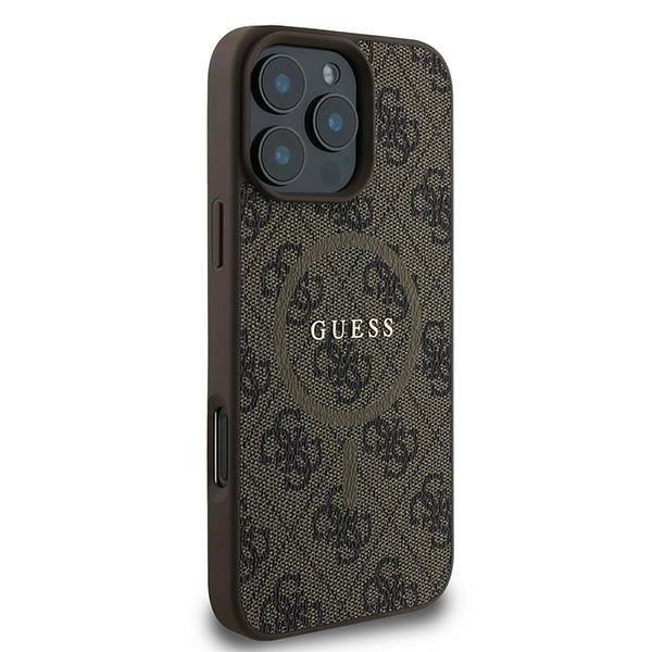 Guess 4G Ring Classic Logo MagSafe iPhone 16 Pro Case - Brunt