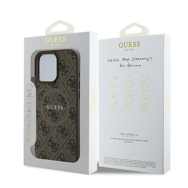 Guess 4G Ring Classic Logo MagSafe iPhone 16 Pro Case - Brunt