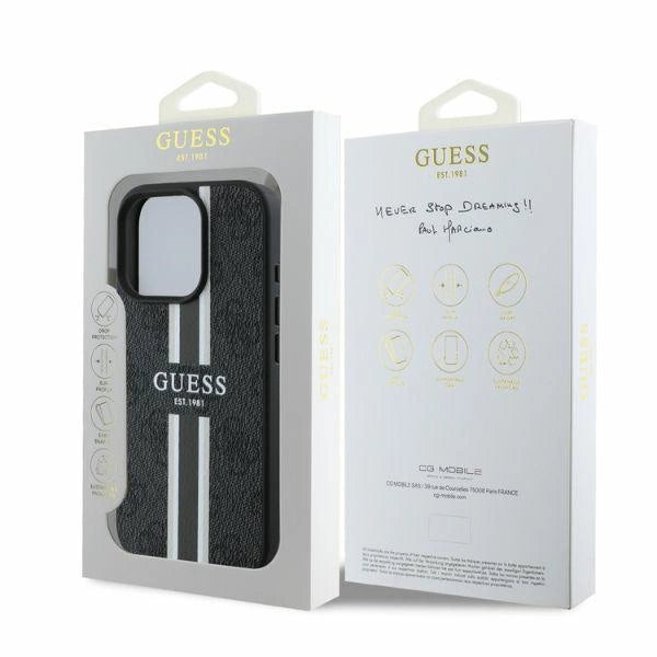 Guess 4G Printed Stripes MagSafe case for iPhone 16 Pro - black