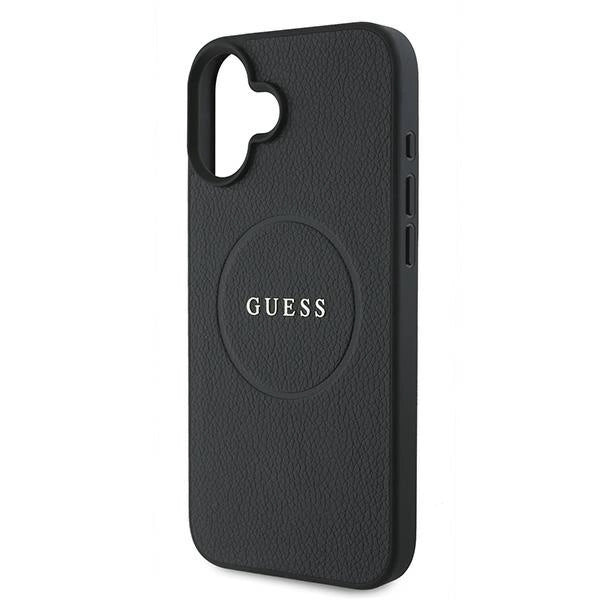 Guess Grained Gold Ring MagSafe case for iPhone 16 Plus - black