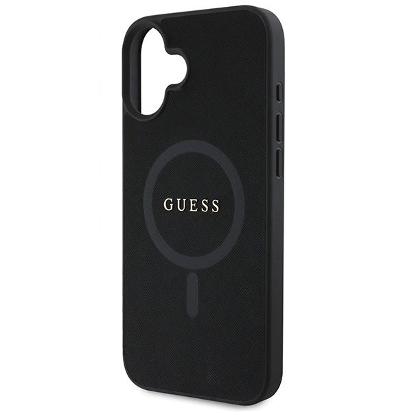 Guess Saffiano Classic Logo MagSafe iPhone 16 Plus Hylde - sort