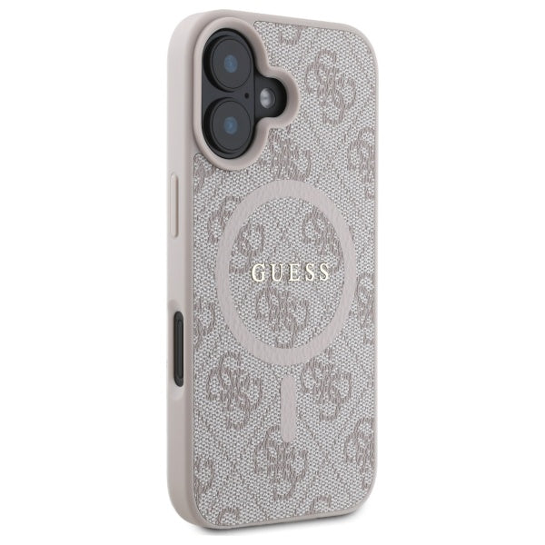 Guess 4G Ring Classic Logo MagSafe iPhone 16 Case - Pink