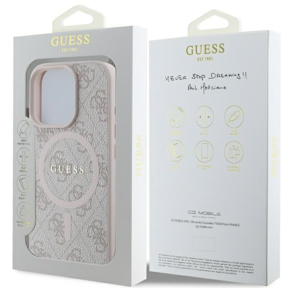 Guess 4G Ring Classic Logo MagSafe Case til iPhone 16 Pro Max - Pink