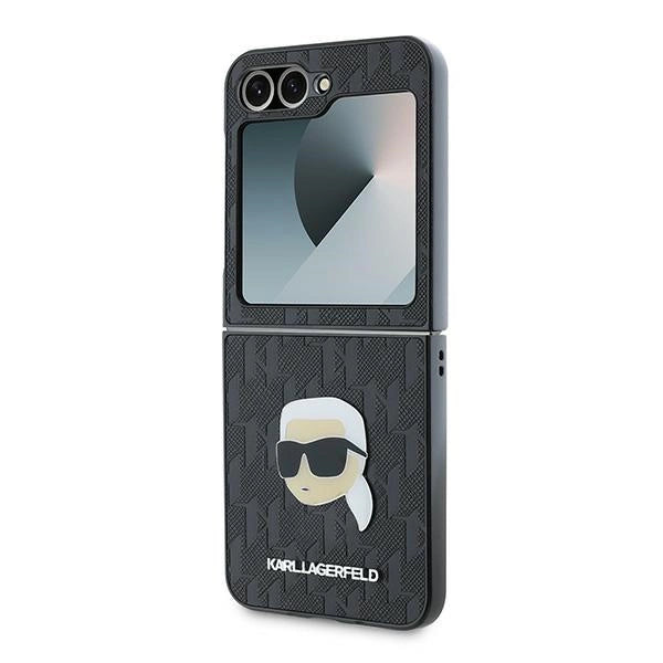 Karl Lagerfeld Saffiano Monogram Case for Samsung Galaxy Z Flip 6 - Black