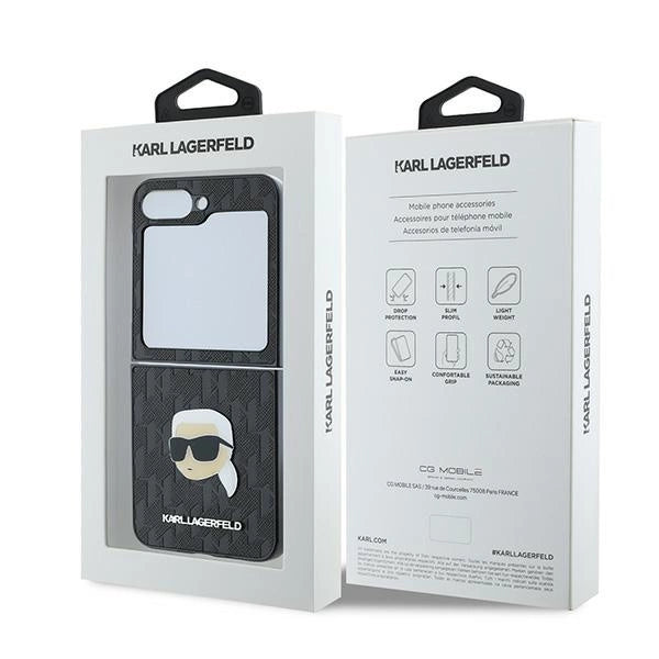 Karl Lagerfeld Saffiano Monogram Case for Samsung Galaxy Z Flip 6 - Black