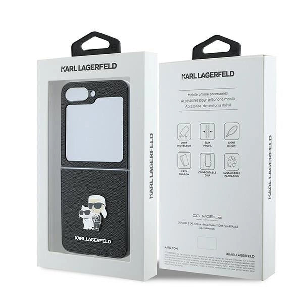 Karl Lagerfeld Saffiano Metal Pin Case for Samsung Galaxy Z Flip 6 - Black