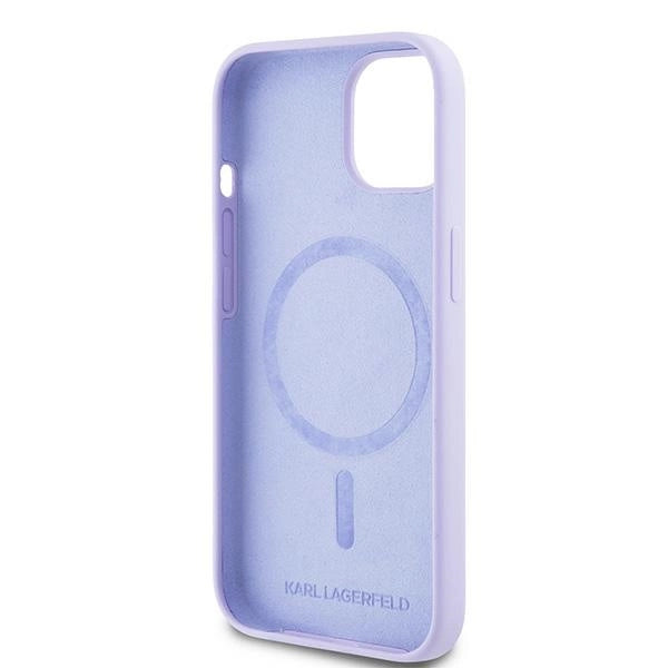 Karl Lagerfeld Silicone Karl&Choupette Heads Ring MagSafe iPhone 15 Case - Purple