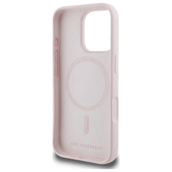 Karl Lagerfeld Silicone Nauble Heads Print MagSafe Case for iPhone 16 Pro - Pink