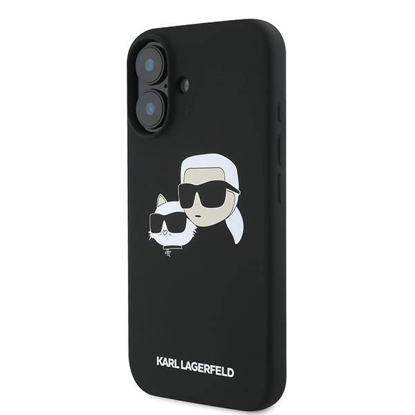 Karl Lagerfeld Silicone Case Nauble Heads Print MagSafe for iPhone 16 Plus - Black