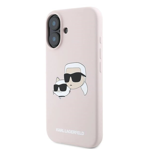 Karl Lagerfeld Silicone Nauble Heads Print MagSafe Case for iPhone 16 Plus - Pink