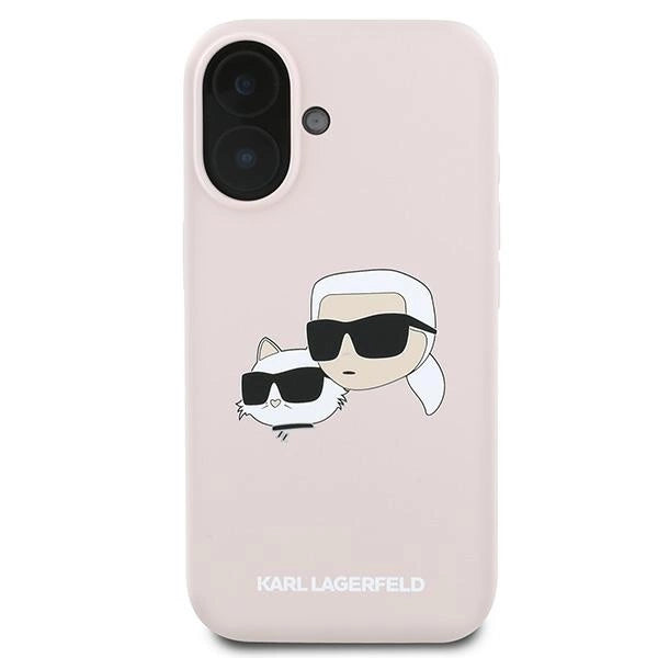 Karl Lagerfeld Silicone Nauble Heads Print MagSafe Case for iPhone 16 Plus - Pink