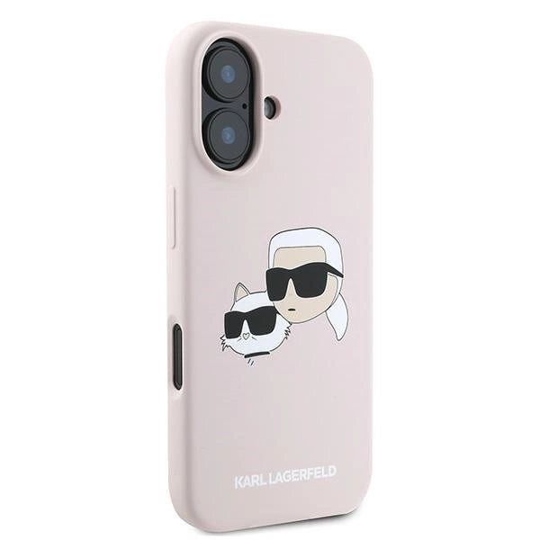 Karl Lagerfeld Silicone Nauble Heads Print MagSafe Case for iPhone 16 Plus - Pink