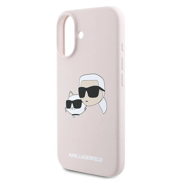Karl Lagerfeld Silicone Nauble Heads Print MagSafe Case for iPhone 16 Plus - Pink