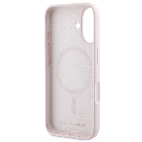 Karl Lagerfeld Silicone Karl&Choupette Heads Ring MagSafe iPhone 16 Case - Pink