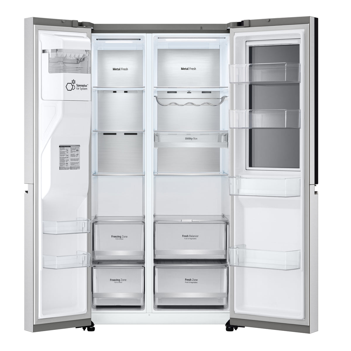 LG InstaView GSXV90BSAE side-by-side køle-fryseskab Fritstående 635 L Rustfrit stål