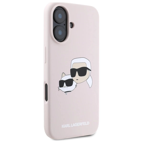 Karl Lagerfeld Silicone Nauble Heads Print MagSafe Case for iPhone 16 - Pink