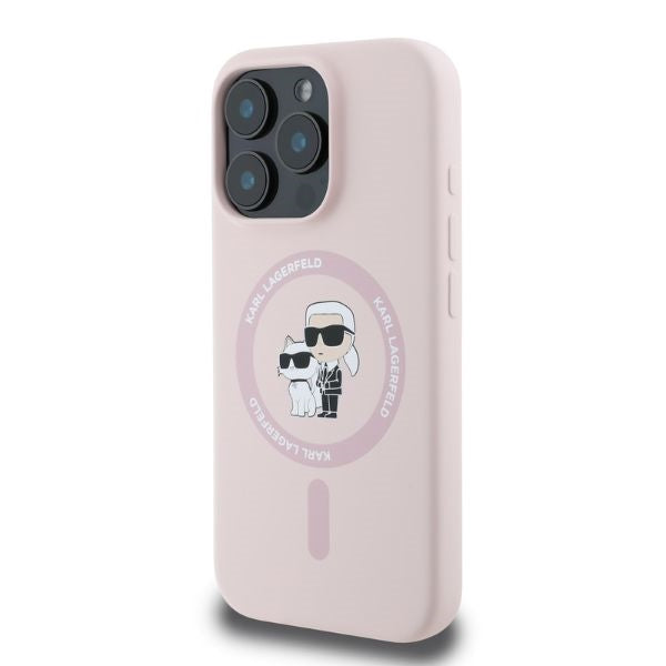 Karl Lagerfeld Silicone Karl & Choupette Heads MagSafe Case til iPhone 16 Pro Max - Pink