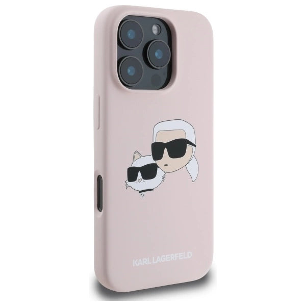 Karl Lagerfeld Silicone Nauble Heads Print MagSafe Case for iPhone 16 Pro Max - Pink