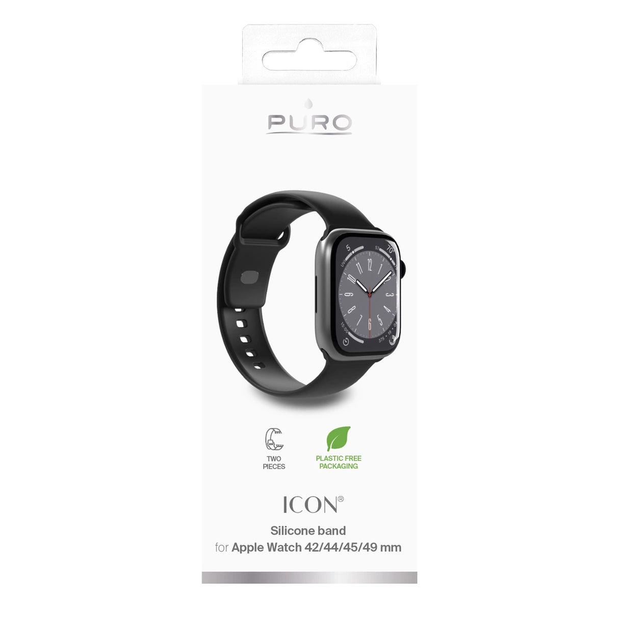 Puro Icon Silicone Strap til Apple Watch 42 / 44 / 45 / 49 mm - sort (2 st.)